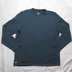FREE COUNTRY mens SHIRT crew neck MICRO TECH soft TEAL long sleeve SIZE XL
